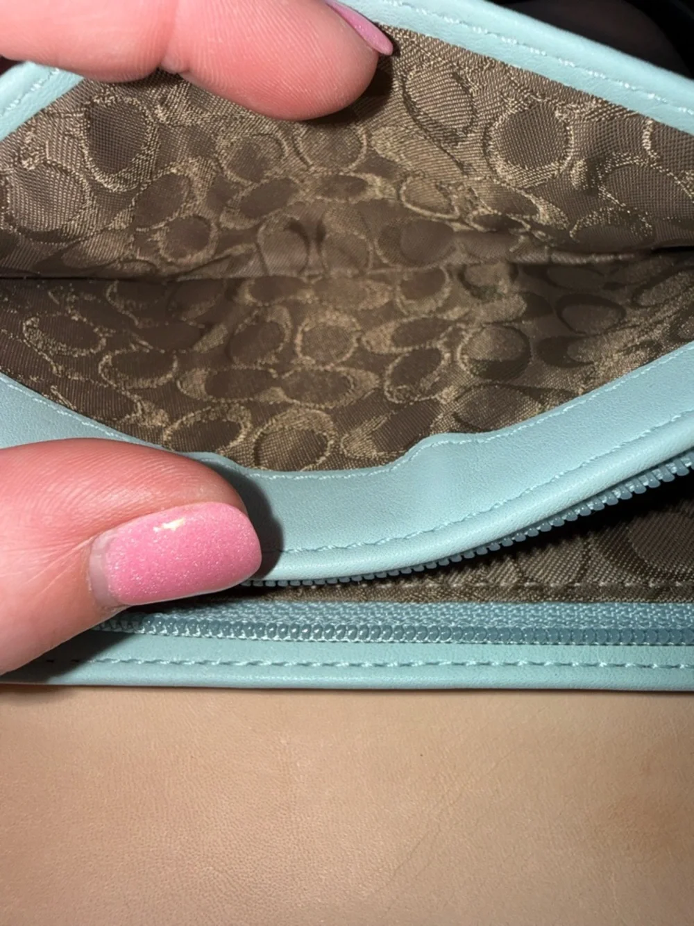 Coach Y2K Soho Silver Buckle Smooth Leather Mint/Sea Foam Folding Snap Wallet - Picture 6 of 12